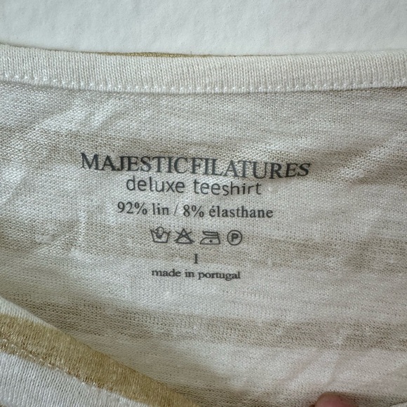 Women’s Gold & White Striped Shimmer Top - Picture 3 of 6